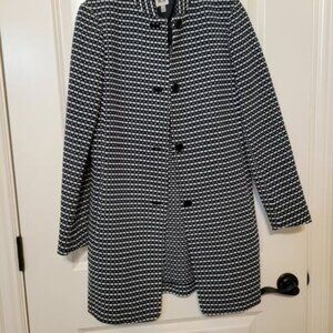Anne Klein size 4 navy white ladies long sleeved, unlined jacket